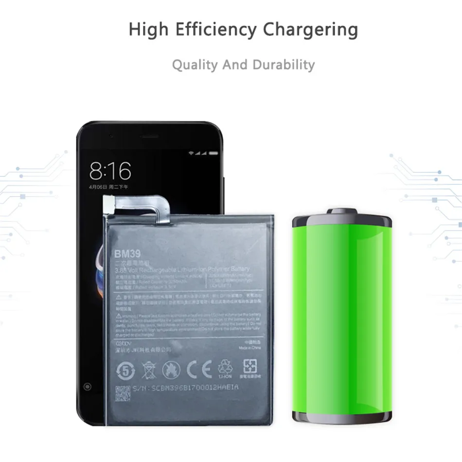 

Mobile Phone Battery BM39 For Xiaomi Mi 6 Mi6 Battery 3250mAh BM39