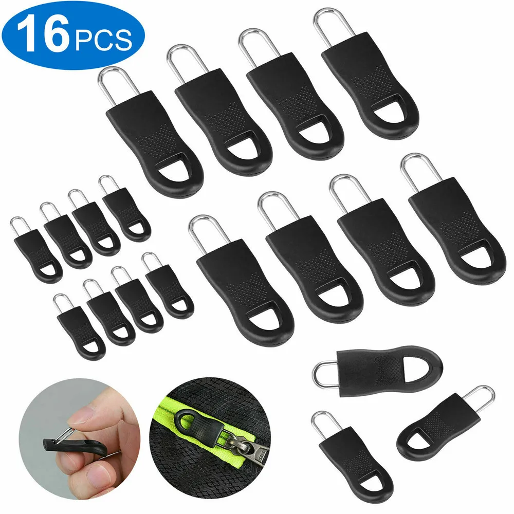 

16pcs High Quality New Type Replacement Zipper Fixer Repair Pull Tap Pants Luggage Boots Bags Removable Universal Zipper Head