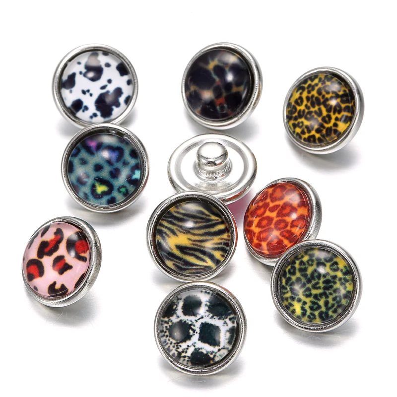 10 шт./лот круглые стеклянные украшения 12 мм с изображением зебры и леопарда