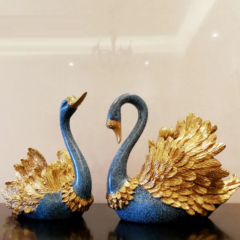 

Retro Swan Statue Abstract Animal Sculpture Figurine Resin Craftwork European Home Decoration Accessories For Living Room R2305