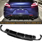 Автомобильный задний спойлер из углеродного волокна, диффузор для Volkswagen VW Scirocco R R20, бампер 2009-2016, черный FRP, двойной выхлоп, один выход