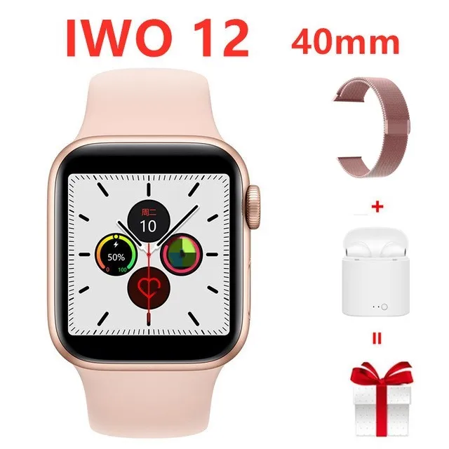 Pink set 1 Прямая IWO 12 40 мм ЭКГ сердечного ритма женские умные часы серии 5 1:1 для Apple IOS Android умные часы iwo 11 8 плюс 9 10 - Цвет: Pink set 1