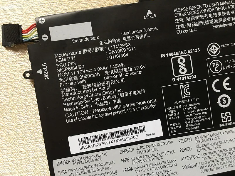 supstone genuine l17m3p53 l17c3p52 l17m3p54 sb10k97611 sb10k97612 01av464 01av465 01av466 battery for lenovo thinkpad l480 l580 free global shipping