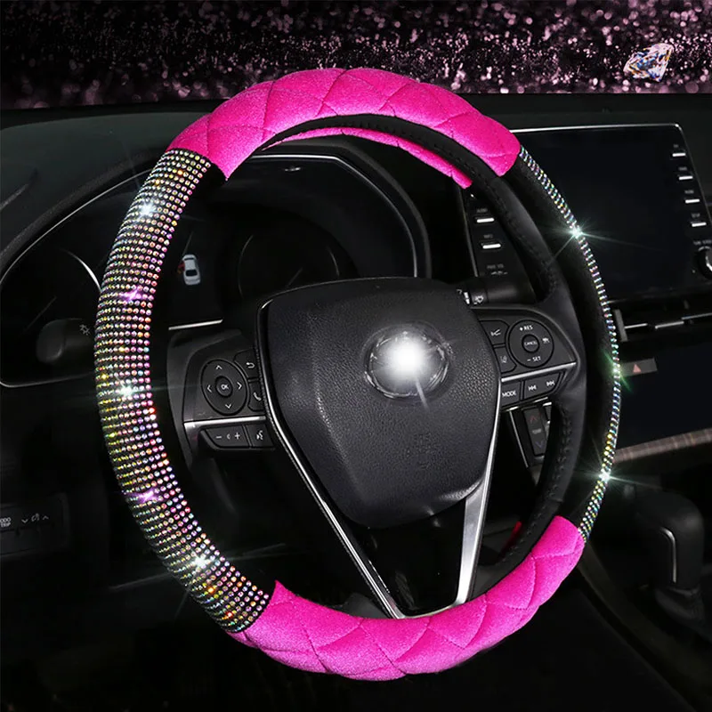 Auto Car Steering Wheel Covers Winter plush Creative Diamond Handlebar Cover Fit for Women Ladies Girls Car interior Accessories Auto Car Steering Wheel Covers Winter plush Creative Diamond Handlebar Cover Fit for Women Ladies Girls Car interior Accessories