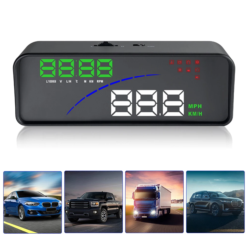 

Автомобильный проекционный дисплей HUD, цифровой автомобильный проектор, превышение скорости, напряжения, сигнализация OBD2, интеллектуальна...