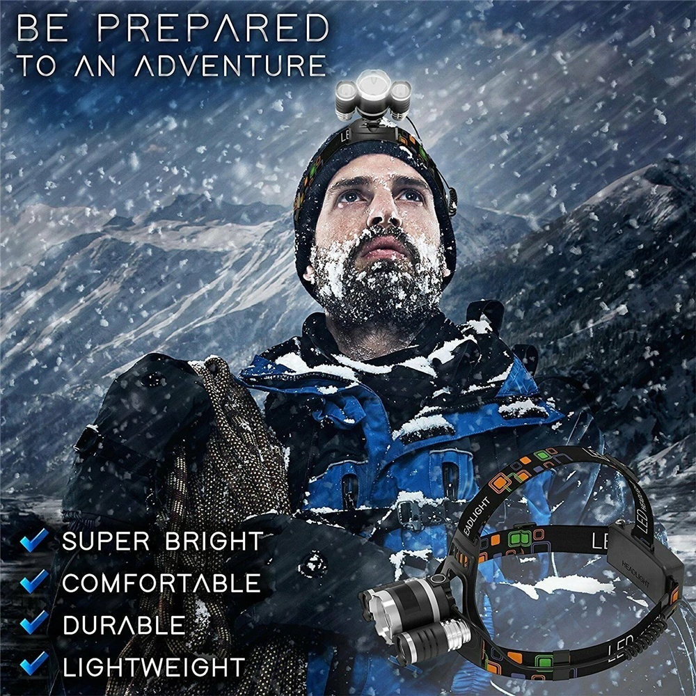 Прямая поставка светодиодный налобный фонарь перезаряжаемый фонарик 3 T6 R5