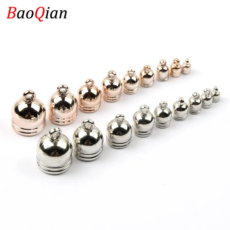 Silver Color / Rose Gold Color Tassel Hat Beads For Necklace Leather Rope End Crimp End Cap DIY Jewelry Making Fasteners