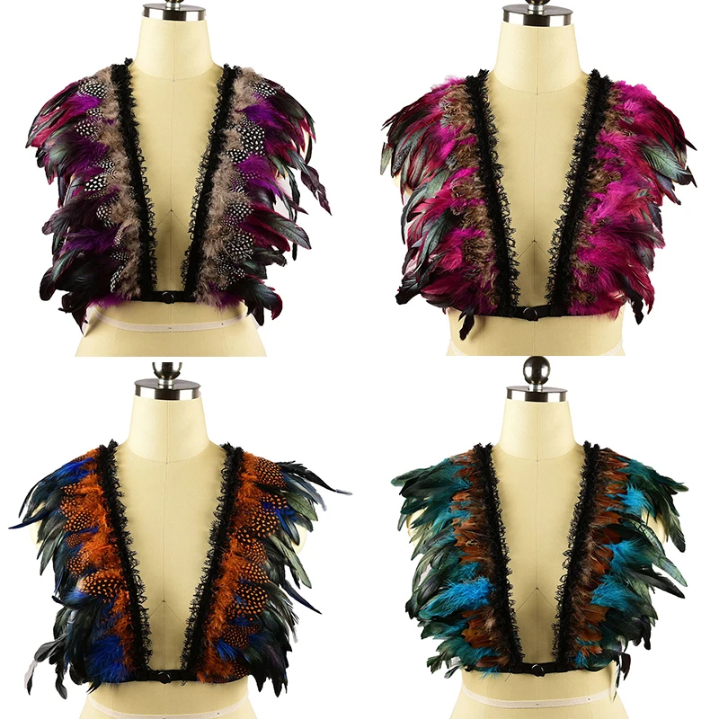 

Body Harness Cage Cupless Bra Lingerie Erotic Bondage Club Burlesque Dancer Lingerie Goth Crop Tops Feather Lingerie Harness BRA