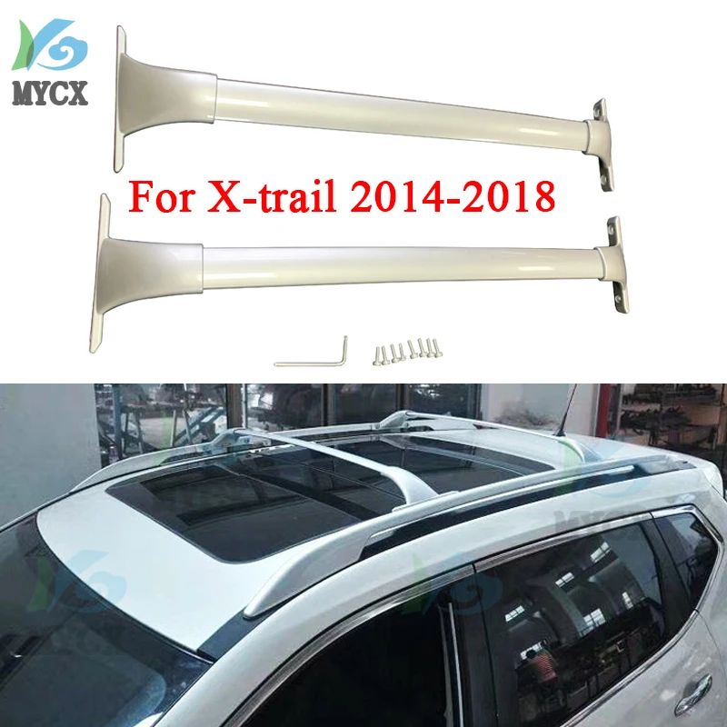 

Fit for Nissan- X-Trail Rogue 2014-2020 Crossbars Cross Bars Lockable Roof Top Rail Luggage Cargo Carrier Kits - All Silver