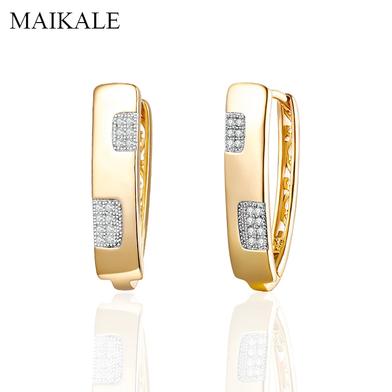 Женские квадратные серьги гвоздики MAIKALE классические золотистые с