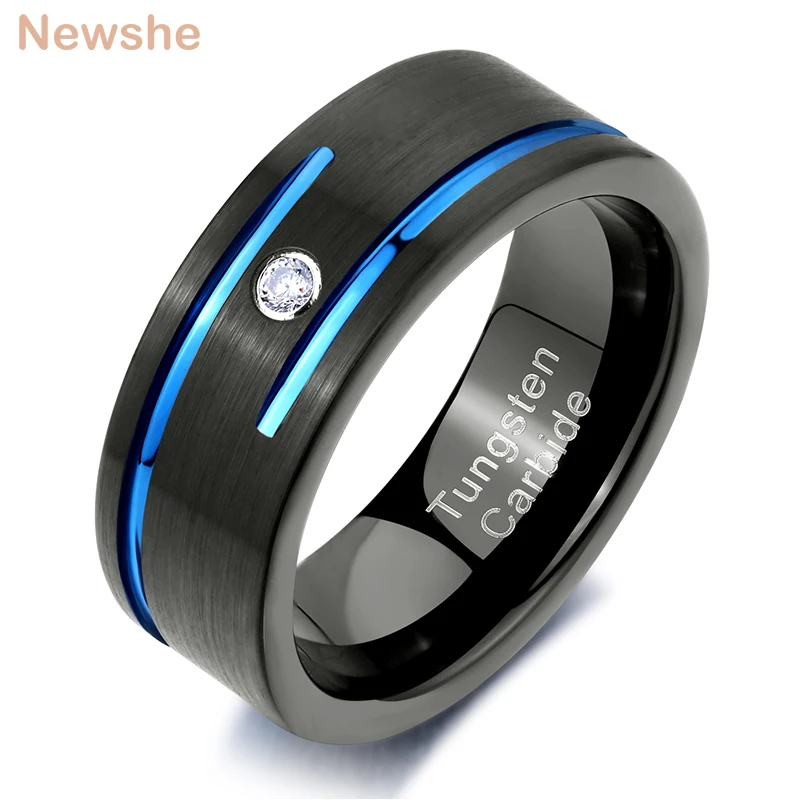 Новинка мужское очарование 8 мм черные вольфрамовые карбидные полосы синие