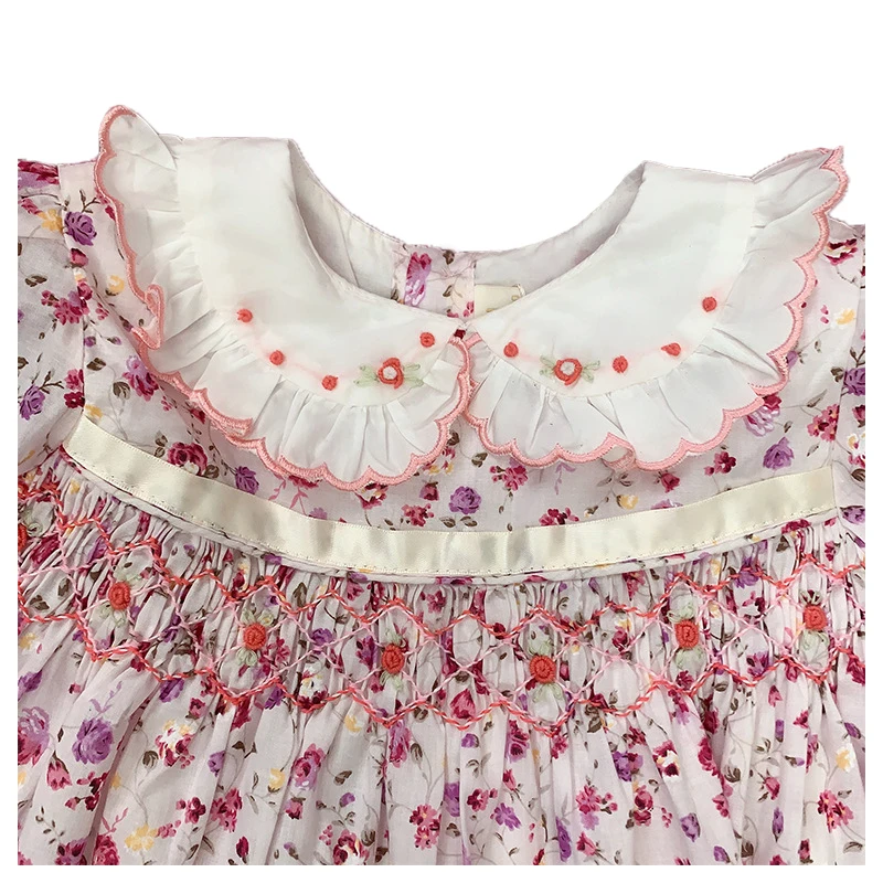 Детское платье с длинным рукавом винтажное цветочным рисунком весна 2024