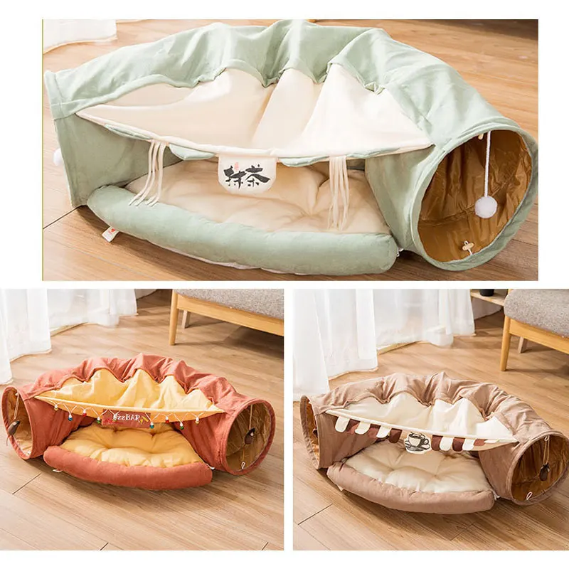 Съемный туннель для кошек кровать спальный коврик домашних животных складной