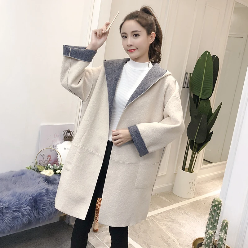 Шерстяное пальто женская одежда на весну и осень зиму 2019 Новое корейское длинное