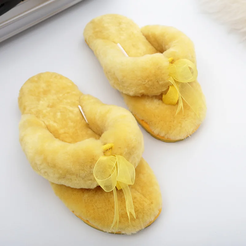 Женские домашние тапочки из натуральной овечьей кожи Зимние женские Меховые