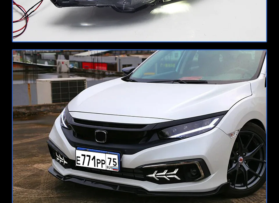 2шт автомобили стайлинг фары для CIVIC 10th фары DRL год светодиодные ходовые огни Биксеноновые лучи