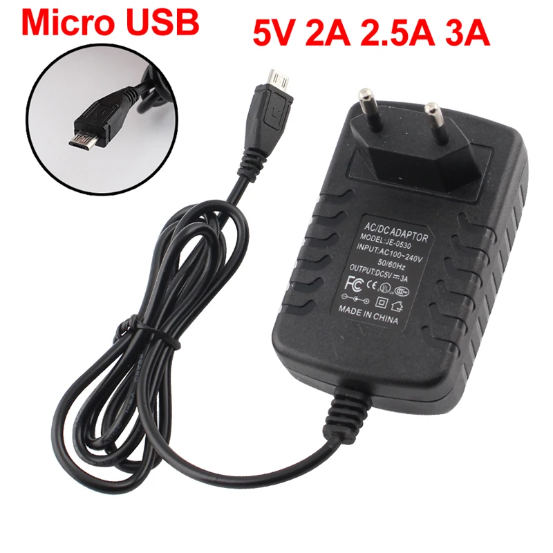 Micro USB Мощность адаптер 5V Вольт 2A 2.5A 3A блок питания переменного тока 220 В до 5 пост