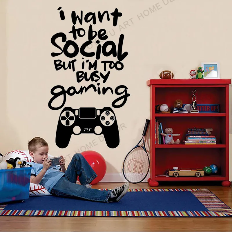 Обои декор для геймера, наклейки на стену видеоигры, подарок для папы и дяди, детская спальня, виниловые настенные наклейки искусства wx217 on.