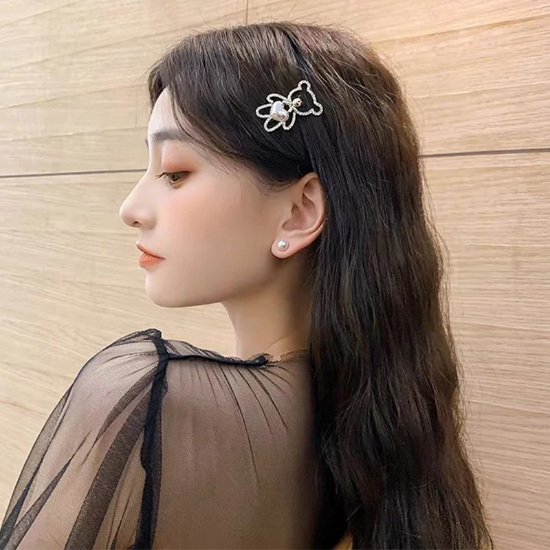 

Милые шпильки с медвежонком для женщин, милые заколки в Корейском стиле, инструмент для укладки девушек, заколки из сплава, аксессуары для в...