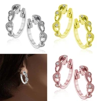 fashion women rhinestone inlaid hollow hoop earrings wedding engagement jewelry