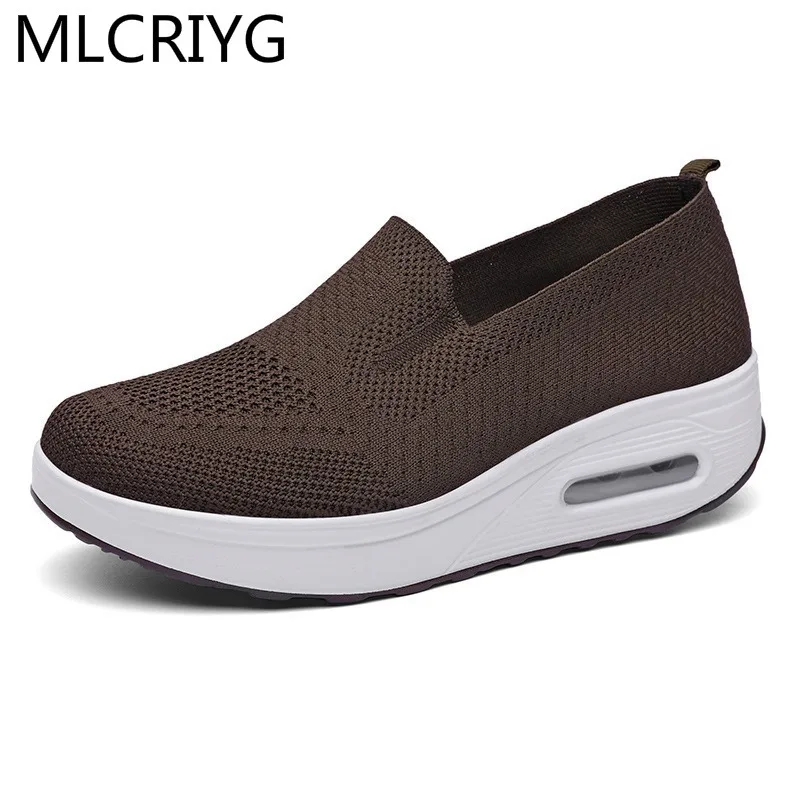 

2021 Autumn Fashion Platform Shoes Woman Light Casual Shoes Shockproof Flying Woven Mesh Breathable Women Shoes Zapatos De Mujer