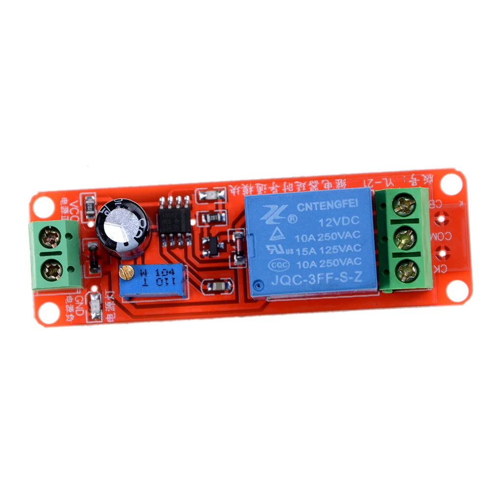 

DC12V Pull Delay Timer Switch Adjustable Relay Module 0 to10 Second NE555 1Pcs Red