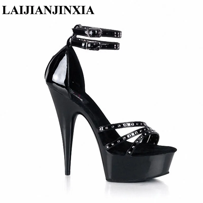 

LAIJIANJINXIA New Women Shoes Summer Sexy 15cm Thin High-Heels Shoes Ankle Strap Nightclub Dancing Shoes Women's Sandals