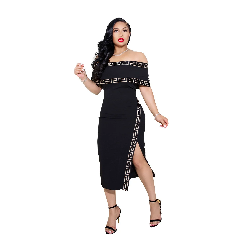 

Zoctuo Sexy Black Maxi Dresses For Women Fashion Off Shoulder Party Wear Sheath Dress Side Split Elegant Female Clothing Summer