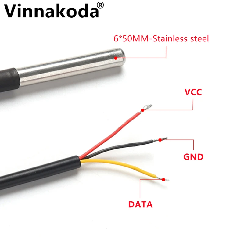 Датчик температуры с посылка сом из нержавеющей стали DS1820 водонепроницаемый