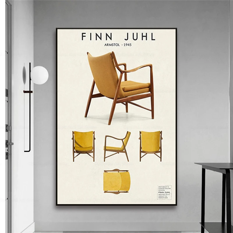 Постер Финна и Джула скандинавского дизайна дизайнерский стул датской мебели