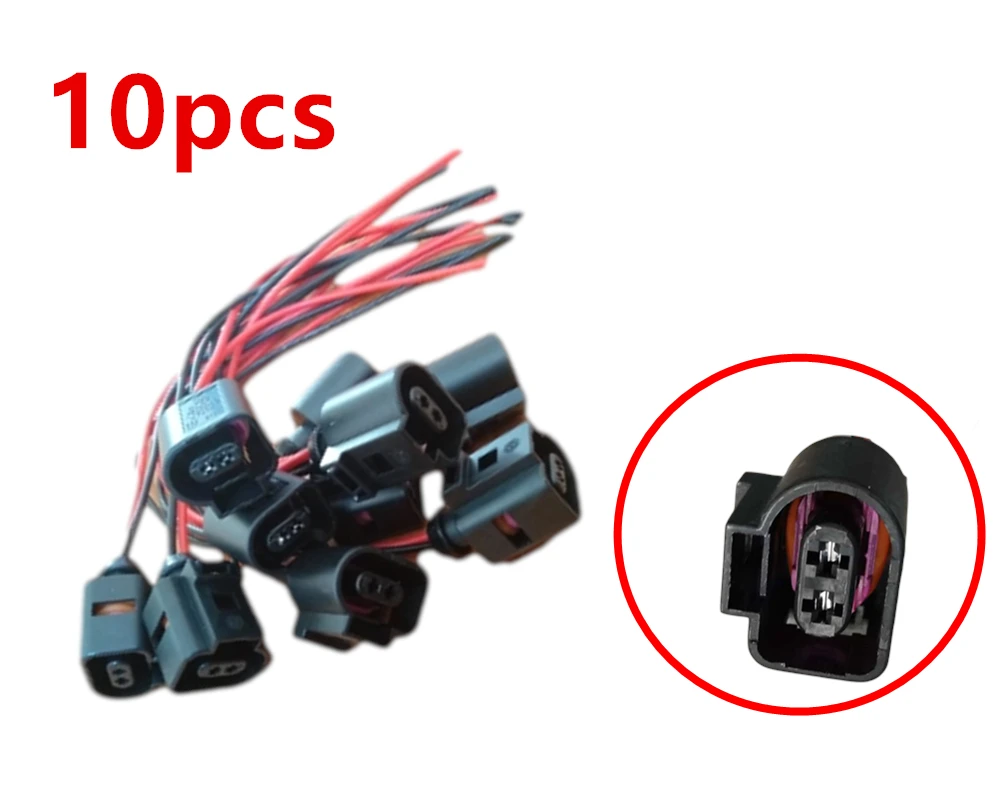 

10pcs 2 pin Auto Electrical wire Harness Plug Wiring 1J0973702 for VW Audi A4 A6 A8 Q5 Q7 2004-2009 1J0 973 702 for jetta passat