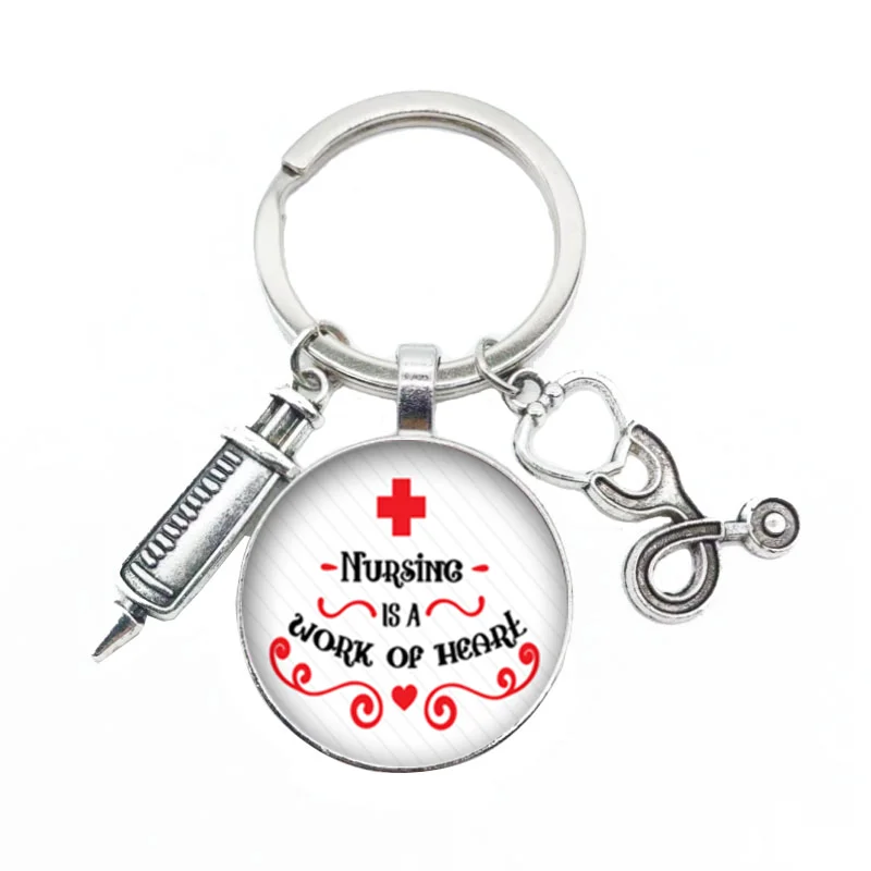 Брелок для медсестер с узором в виде сердца медицинский стетоскоп шприц