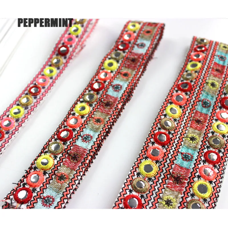 1 ярд лент в стиле ретро зеркальные кружевные вышитые ленты этнические