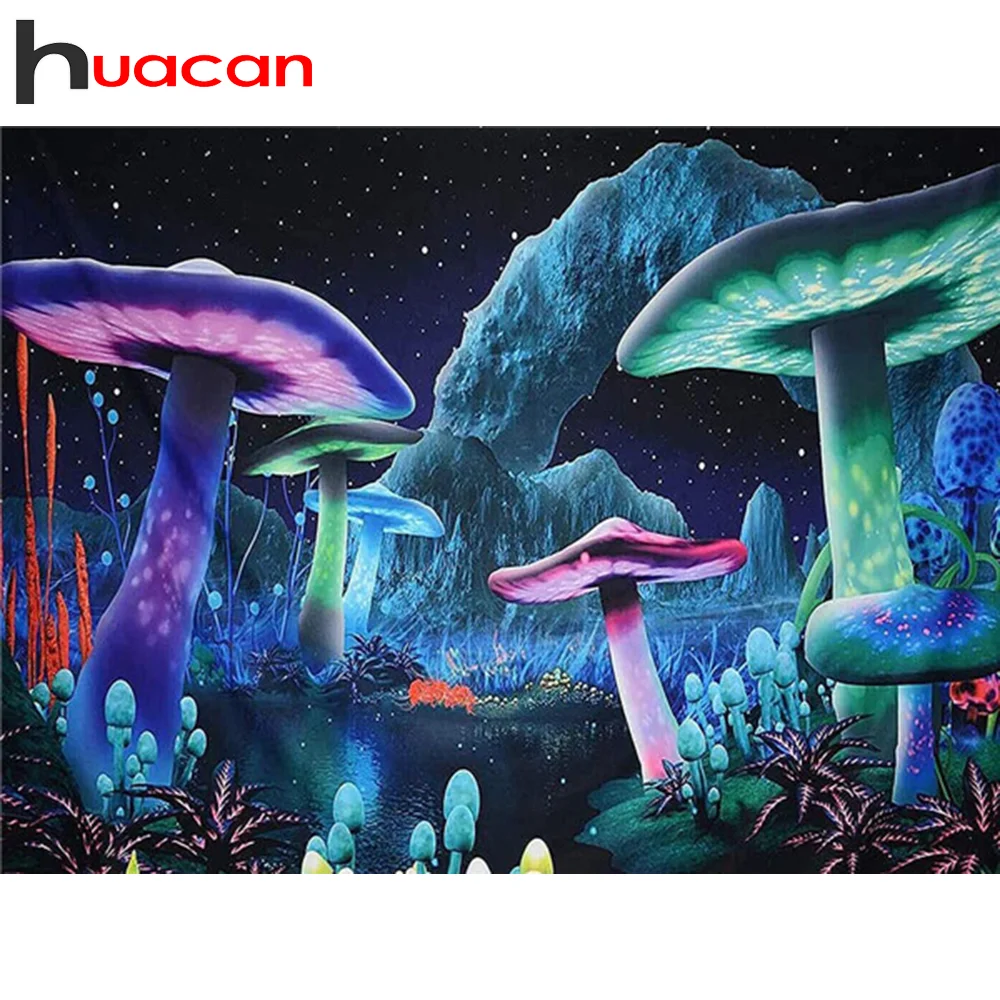 

Алмазная 5D мозаика Huacan, картина с грибами, полная вышивка, украшение для дома