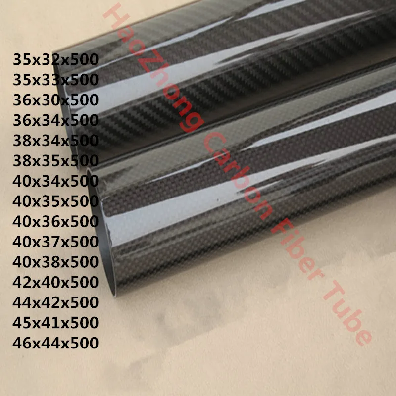 

2pcs 3k Carbon Fiber Tube 35mm 36mm 38mm 40mm 42mm 44mm 45mm 46mm x 500mm Roll Wrapped Pipe/Pole Light Weight, High Strength