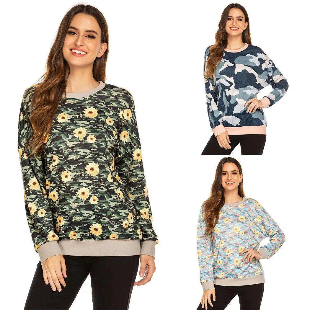 

Женский пуловер с длинным рукавом, свитшот с камуфляжным принтом, Повседневная Толстовка, зимнее пальто для женщин