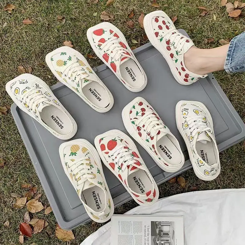 Яйцо ананас клубника парусиновая обувь для женщин первый шаг в весну корейские