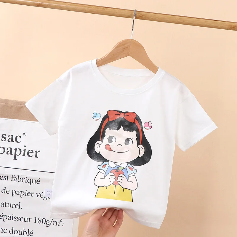 

2 3 4 5 6 7 8 9 Years Children's T-shirt Summer Cotton Boys Girls Tops Bottoming Shirts New Children's Clothing KF1017