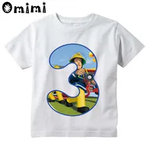Kids Sam Fireman Number 1-9 Firefighter Design T Shirt Boys/Girls Letter Kawaii Short Sleeve Top Children's Funny T-Shirt,BAL617