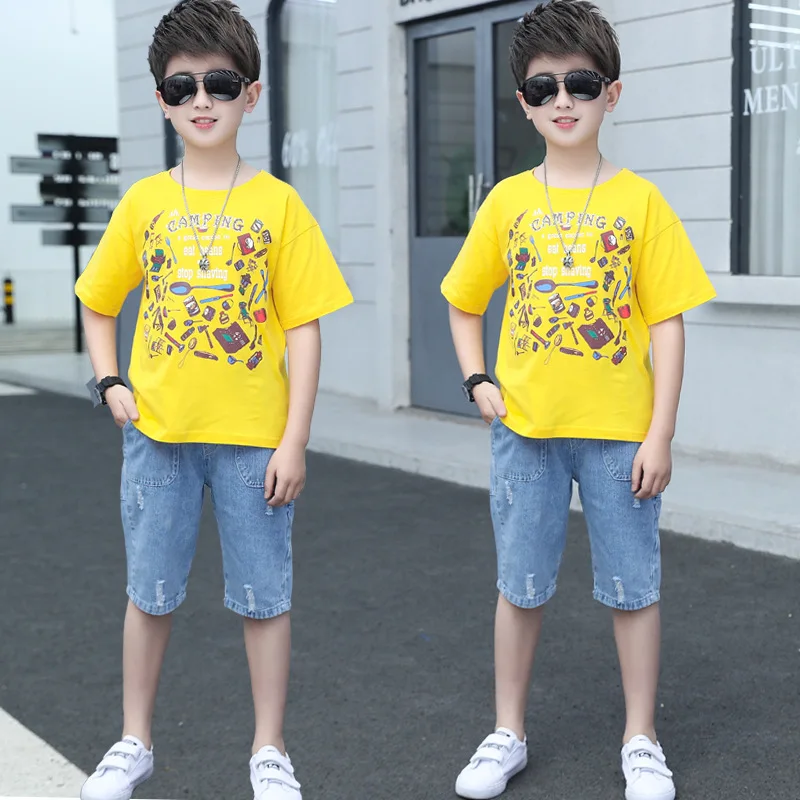 Летняя детская одежда для мальчиков 2020 костюм из 2 предметов с короткими рукавами