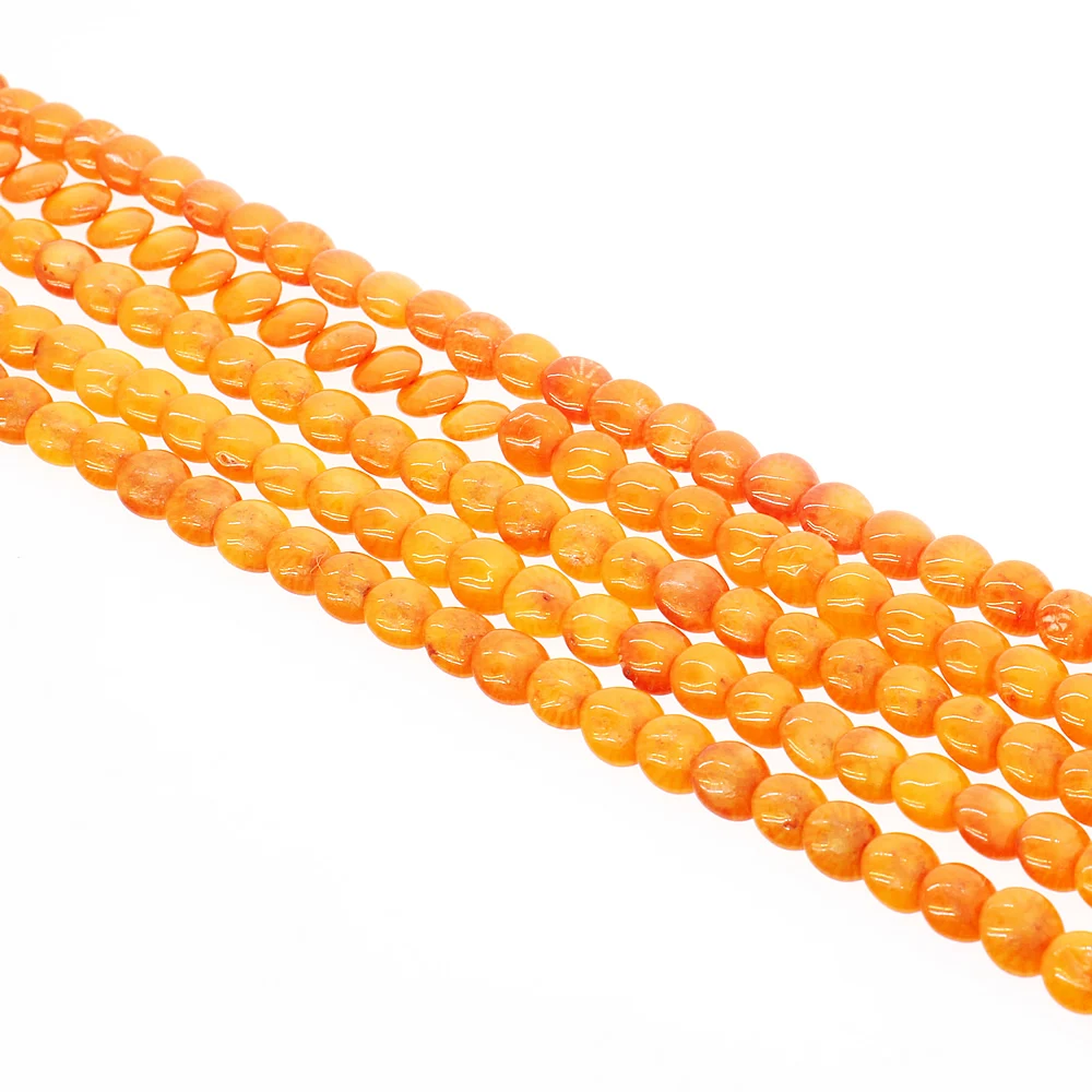 Изысканные натуральные коралловые плоские круглые бусины модные свободные для