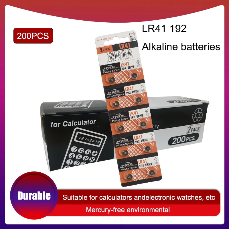 

200pcs LR41 Button Cell Batteries for Eaxell 100% Original SR41 AG3 G3A L736 192 392A Zn/MnO2 1.5V Lithium Coin Batteries