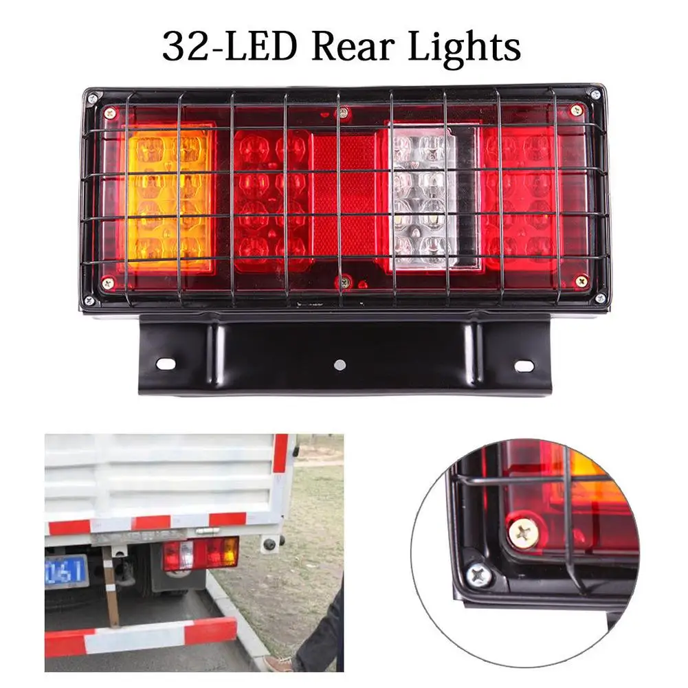 

1 Pair 32LEDs Tail Lights Ute Trailer Caravan Truck Stop Reverse Indicator Lamp Tail Turn Signal Light Run Brake LED Rear Lamp