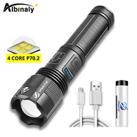 4 core p70 2 led flashlight super bright outdoor adventure light with battery display 5 lighting modes for hiking campingetc
