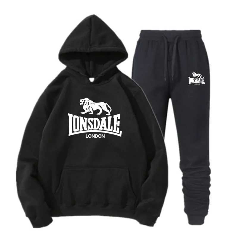 

2 Pieces Sets Printed Tracksuit Men Hooded Sweatshirt+Joggers Pants Pullover Hoodie Sportwear Suit Casual Men Clothes Streetwear