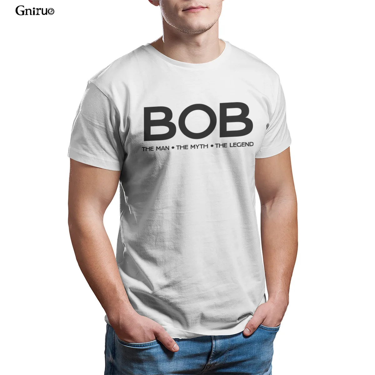 

Wholesale Bob. The Man. The Myth. The Legend Unisex Stars & Stripes T-Shirt White Tops 90s KoreanStyle Tees 100482