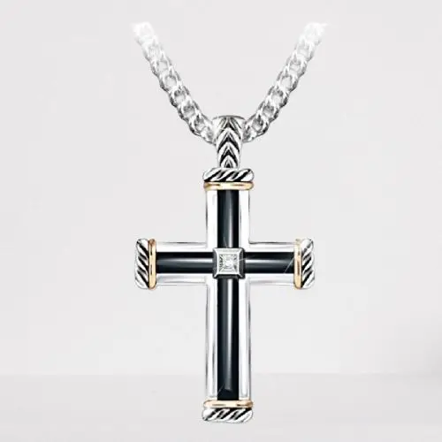 Мужская Желтая подвеска с крестом модное индивидуальное ожерелье винтажные