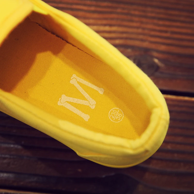 Женская парусиновая обувь на плоской подошве белая уличная Желтая осень 2019 |