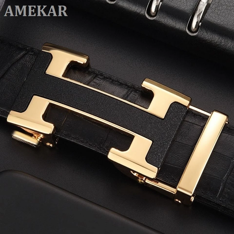 

Belt men's crocodile belly layer cowhide automatic buckle business leisure young people genuine H belt