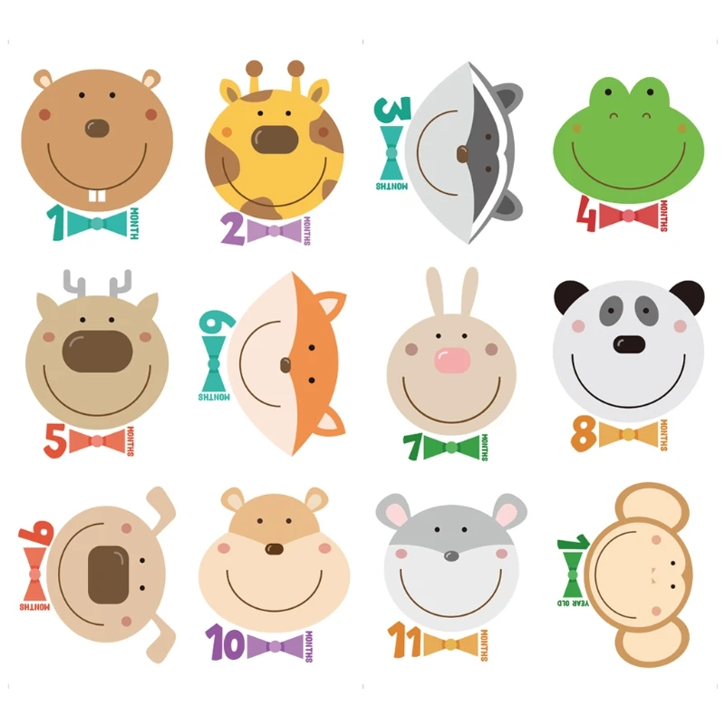 

12Pcs Month Sticker Baby Photography Commemorative Card Milestone Sticker